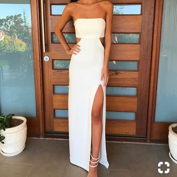 white chiffon prom dress